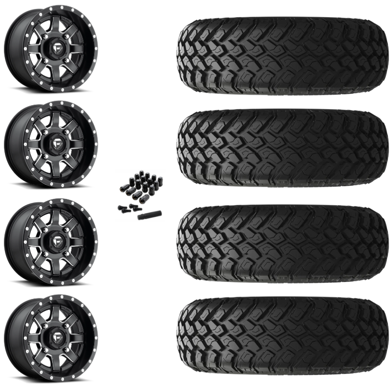 20" Fuel Maverick D538 Black Milled UTV Rims & 34" EFX MotoHammer Tires 8 Ply Mounted