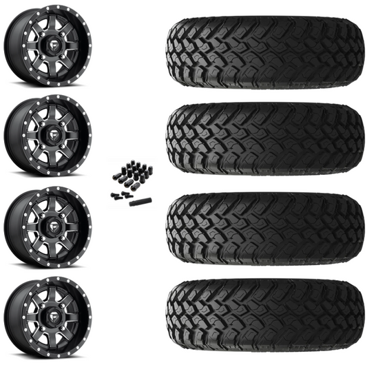 15" Fuel Maverick D538 Black Milled UTV Rims & 30" EFX MotoHammer Tires 8 Ply Mounted