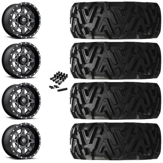 20" Fuel Maverick D538 Black Milled UTV Rims & 34" EFX MotoMTC Tires 6 Ply Mounted