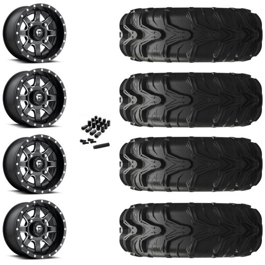 14" Fuel Maverick D538 Black Milled UTV Rims & 27" EFX MotoMax Tires 6 Ply Mounted