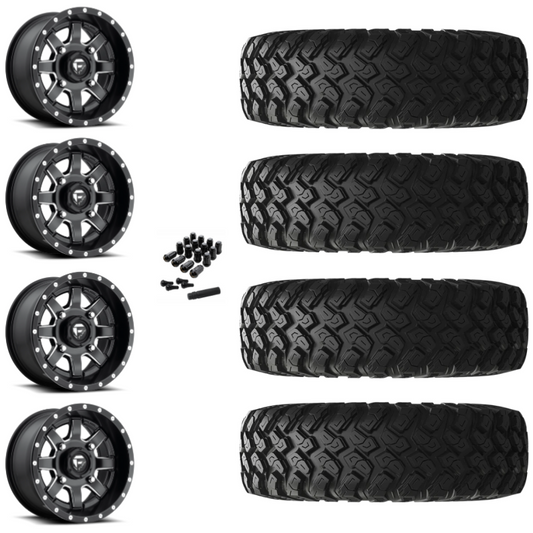 14" Fuel Maverick D538 Black Milled UTV Rims & 32" EFX MotoRally Tires 8 Ply Mounted