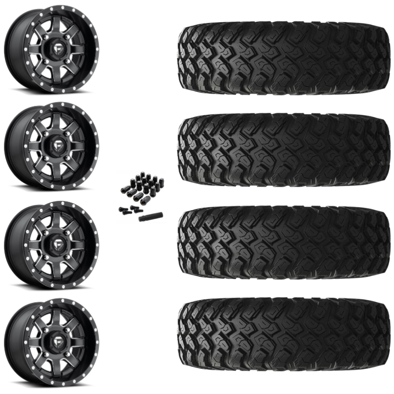 15" Fuel Maverick D538 Black Milled UTV Rims & 32" EFX MotoRally Tires 8 Ply Mounted