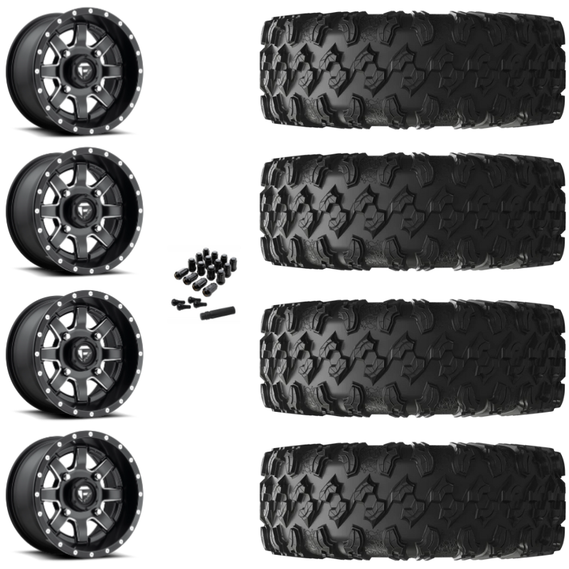 18" Fuel Maverick D538 Black Milled UTV Rims & 32" EFX MotoRavage Tires 8 Ply Mounted
