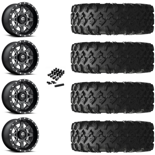 18" Fuel Maverick D538 Black Milled UTV Rims & 32" EFX MotoRavage Tires 8 Ply Mounted
