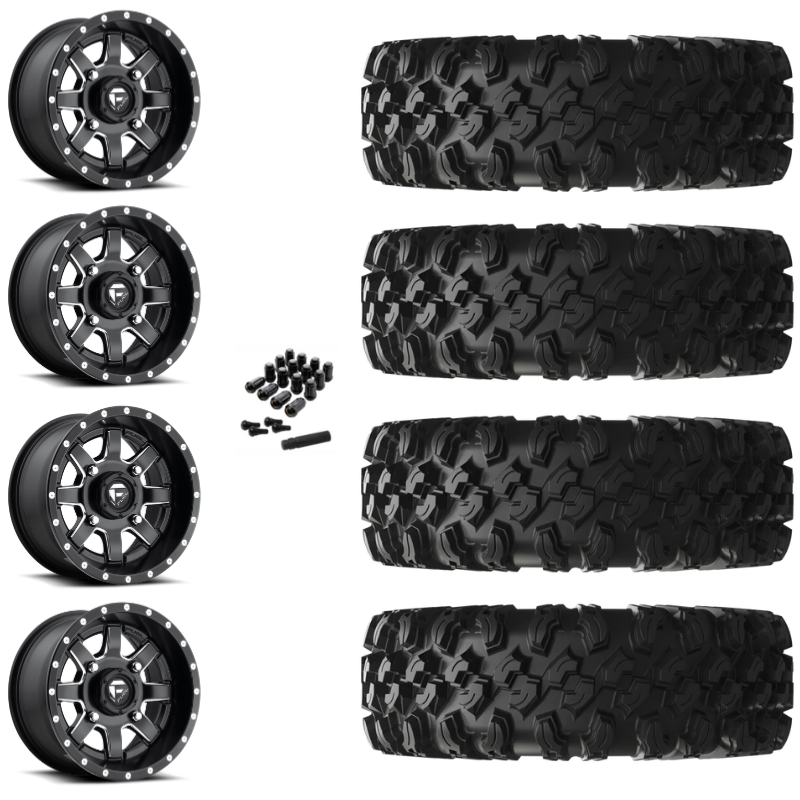 14" Fuel Maverick D538 Black Milled UTV Rims & 28" EFX MotoRavage XL Tires 8 Ply Mounted