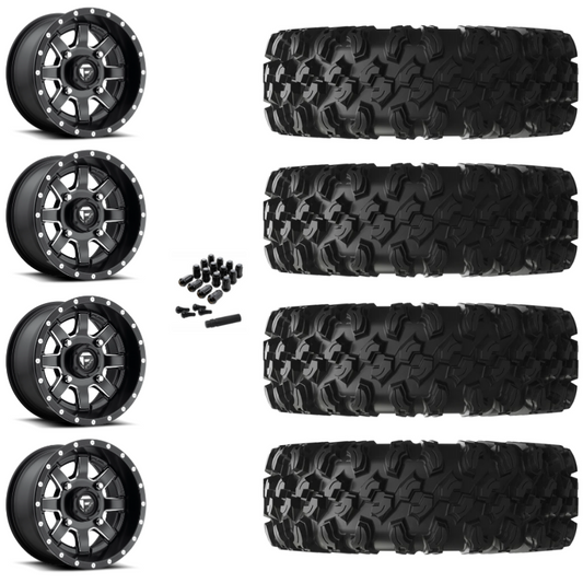 14" Fuel Maverick D538 Black Milled UTV Rims & 28" EFX MotoRavage XL Tires 8 Ply Mounted