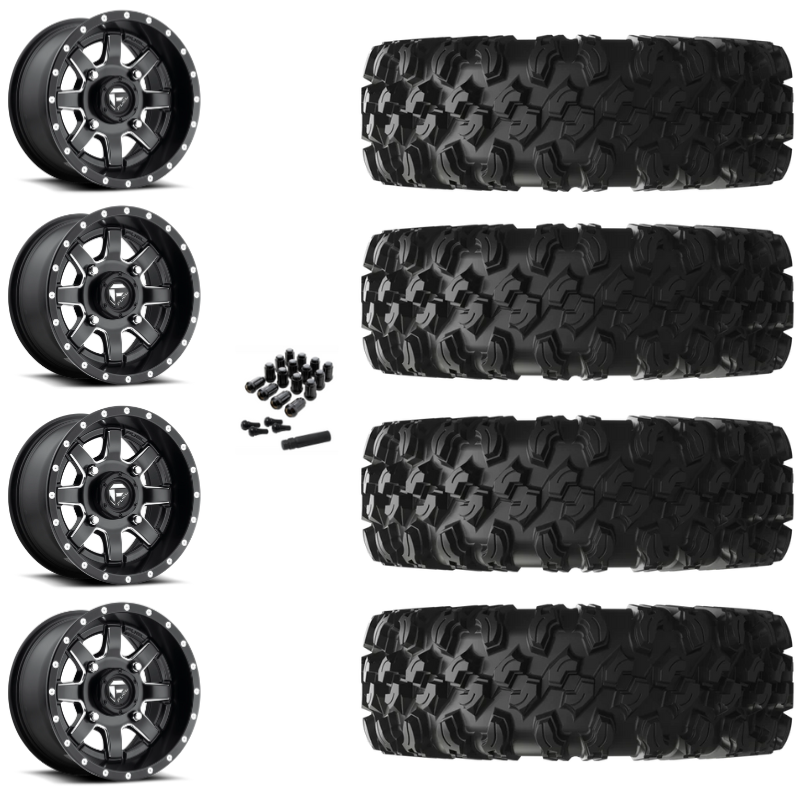 14" Fuel Maverick D538 Black Milled UTV Rims & 30" EFX MotoRavage XL Tires 8 Ply Mounted