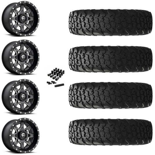 15" Fuel Maverick D538 Black Milled UTV Rims & 35" EFX MotoVator R/T Tires 8 Ply Mounted