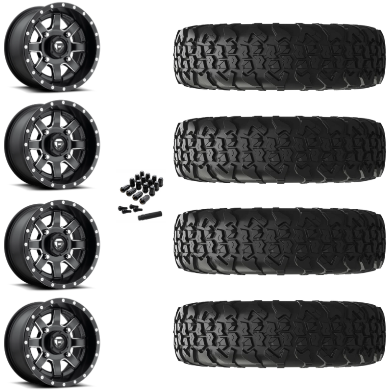 15" Fuel Maverick D538 Black Milled UTV Rims & 32" EFX MotoVator R/T Tires 8 Ply Mounted