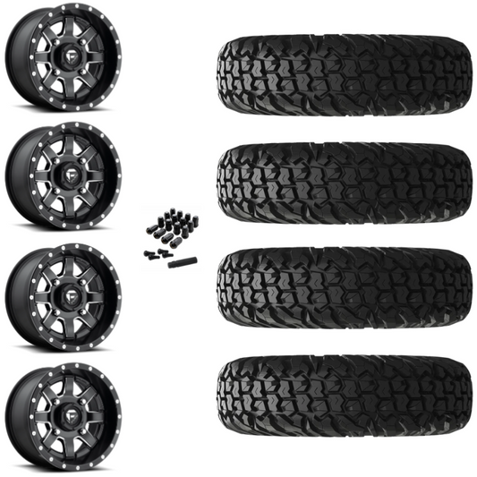 14" Fuel Maverick D538 Black Milled UTV Rims & 32" EFX MotoVator Tires 8 Ply Mounted