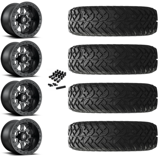 15" Fuel Maverick D928 Beadlock Black Milled UTV Rims & 35" EFX Gripper R/T-K Tires 10 Ply Mounted