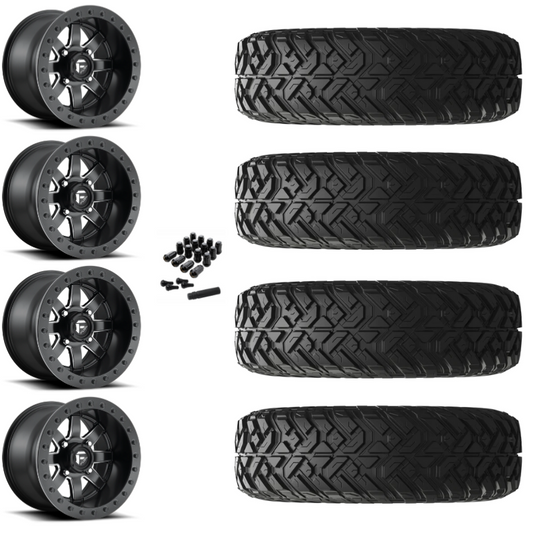 14" Fuel Maverick D928 Beadlock Black Milled UTV Rims & 28" EFX Gripper R/T Tires 10 Ply Mounted
