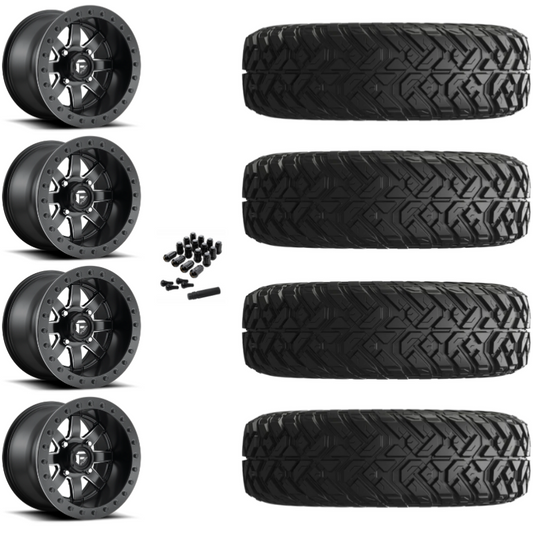 14" Fuel Maverick D928 Beadlock Black Milled UTV Rims & 28" EFX Gripper Standard Tires 8 Ply Mounted