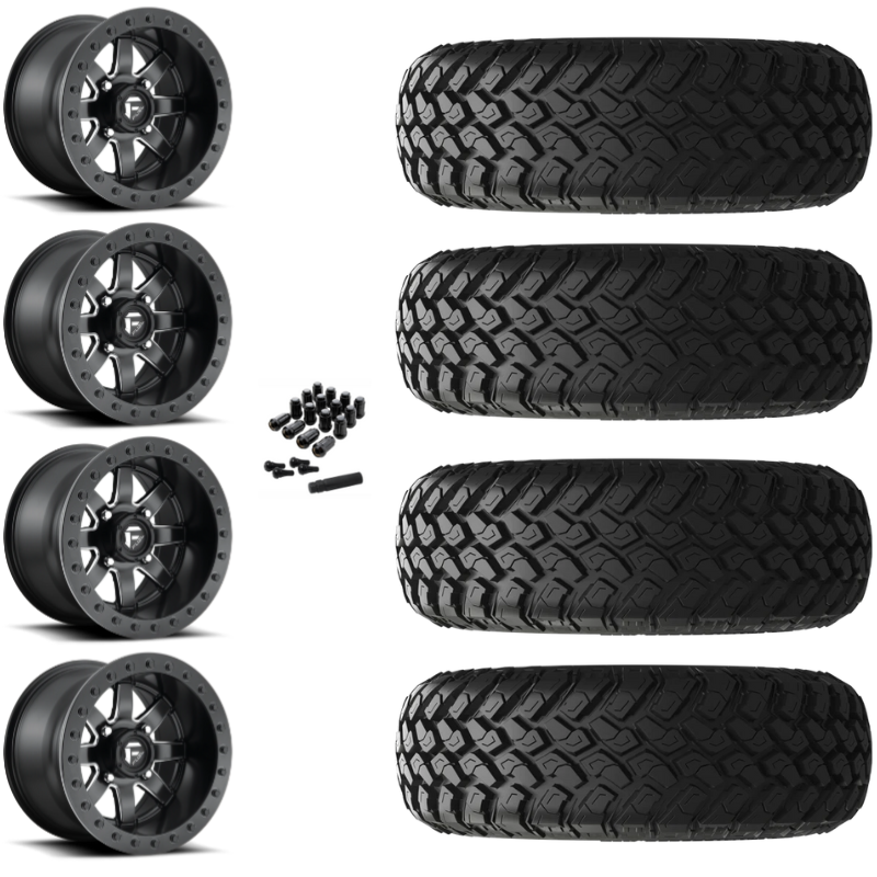 14" Fuel Maverick D928 Beadlock Black Milled UTV Rims & 31" EFX MotoHammer Tires 8 Ply Mounted