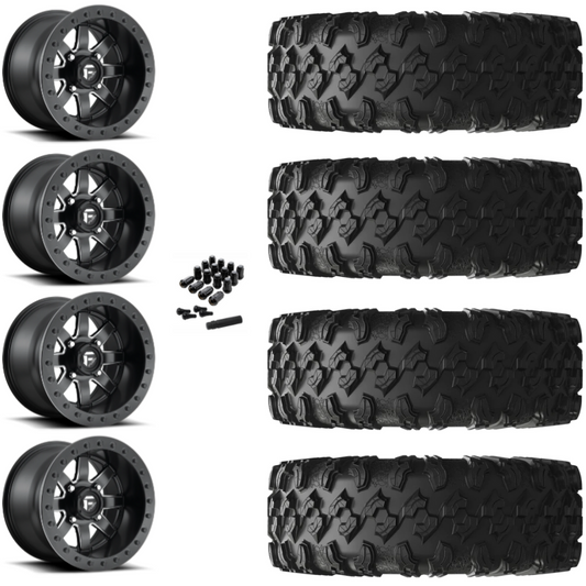 15" Fuel Maverick D928 Beadlock Black Milled UTV Rims & 32" EFX MotoRavage Tires 8 Ply Mounted