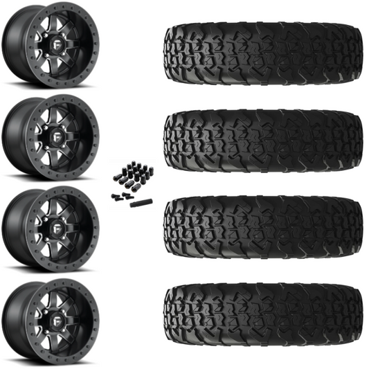 15" Fuel Maverick D928 Beadlock Black Milled UTV Rims & 35" EFX MotoVator R/T Tires 8 Ply Mounted