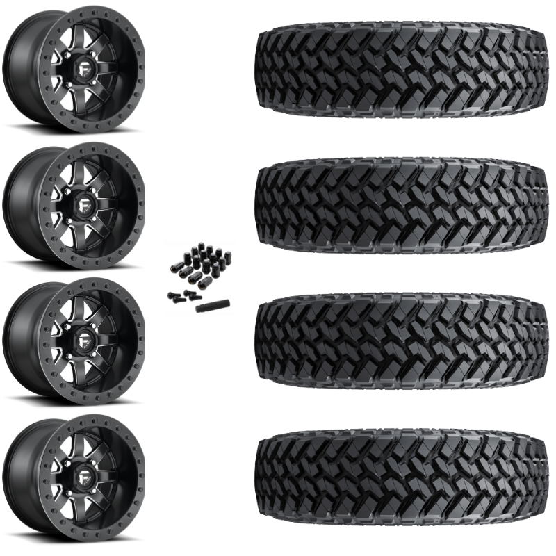 15" Fuel Maverick D928 Beadlock Black Milled UTV Rims & 30" Nitto Trail Grappler SxS Tires 8 Ply Mounted