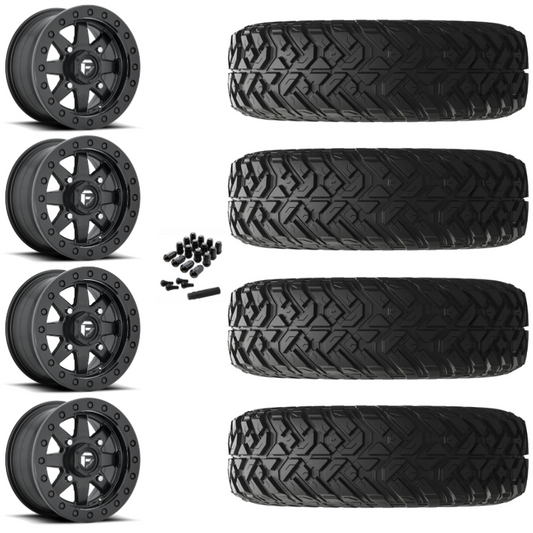 14" Fuel Maverick D936 Beadlock Black UTV Rims & 28" EFX Gripper R/T-K Tires 10 Ply Mounted