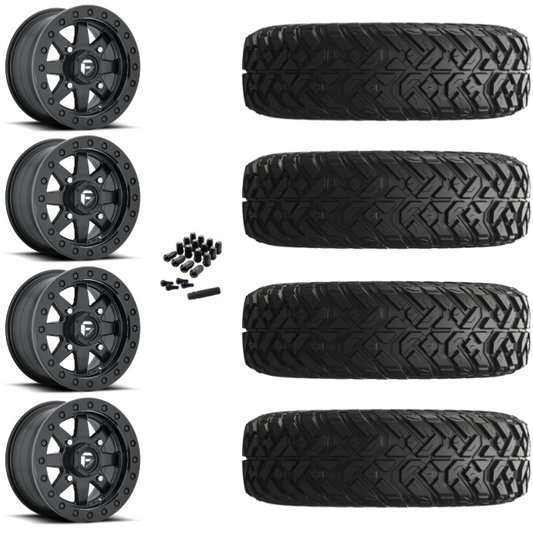 14" Fuel Maverick D936 Beadlock Black UTV Rims & 30" EFX Gripper Standard Tires 8 Ply Mounted