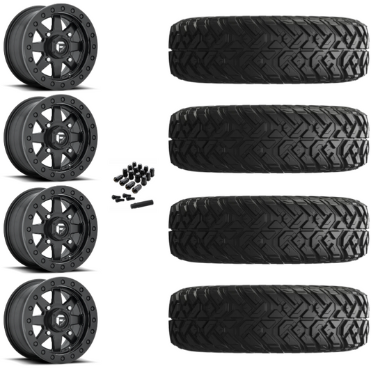 15" Fuel Maverick D936 Beadlock Black UTV Rims & 30" EFX Gripper Standard Tires 8 Ply Mounted