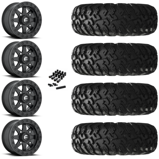 14" Fuel Maverick D936 Beadlock Black UTV Rims & 32" EFX MotoClaw Tires 8 Ply Mounted