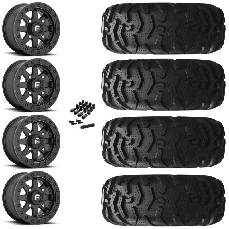 14" Fuel Maverick D936 Beadlock Black UTV Rims & 26" EFX MotoForce Tires 6 Ply Mounted