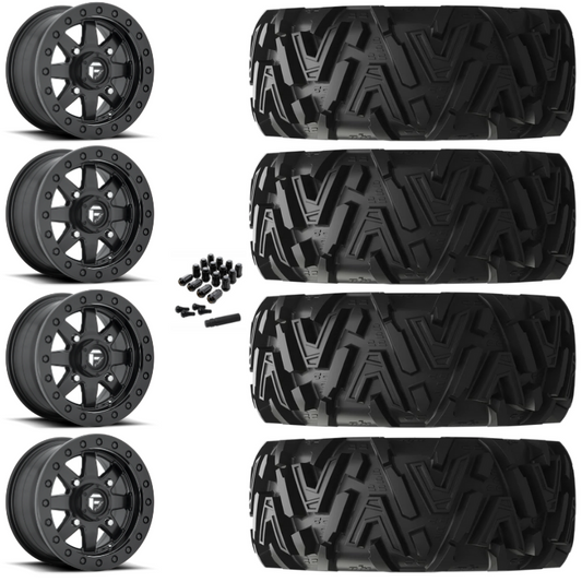 14" Fuel Maverick D936 Beadlock Black UTV Rims & 30" EFX MotoMTC Tires 6 Ply Mounted
