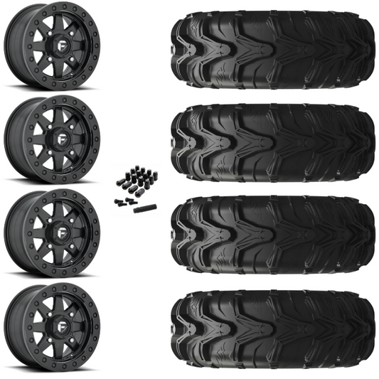 14" Fuel Maverick D936 Beadlock Black UTV Rims & 27" EFX MotoMax Tires 6 Ply Mounted