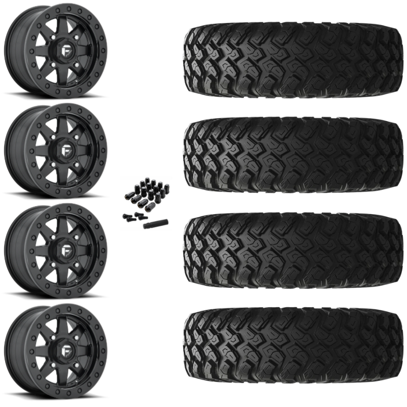 14" Fuel Maverick D936 Beadlock Black UTV Rims & 32" EFX MotoRally Tires 8 Ply Mounted