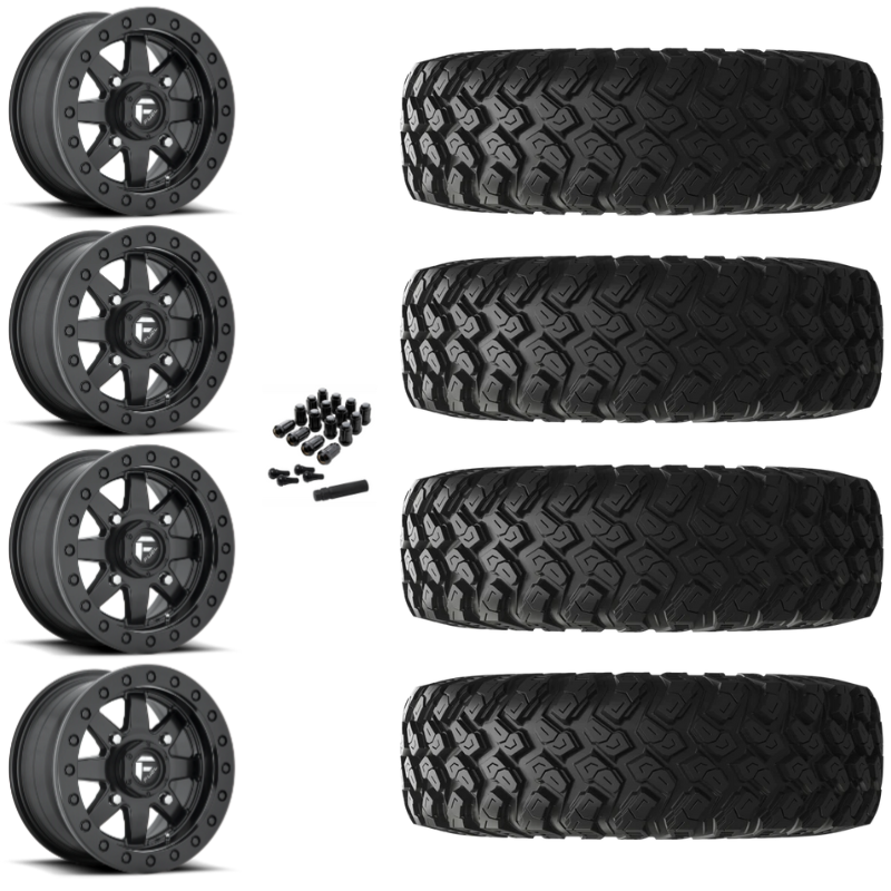 15" Fuel Maverick D936 Beadlock Black UTV Rims & 35" EFX MotoRally Tires 8 Ply Mounted