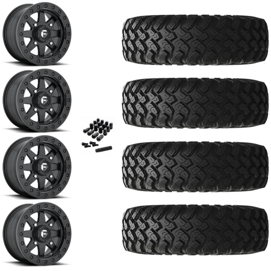 15" Fuel Maverick D936 Beadlock Black UTV Rims & 33" EFX MotoRally Tires 8 Ply Mounted