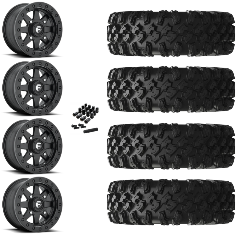 15" Fuel Maverick D936 Beadlock Black UTV Rims & 35" EFX MotoRavage XL Tires 8 Ply Mounted