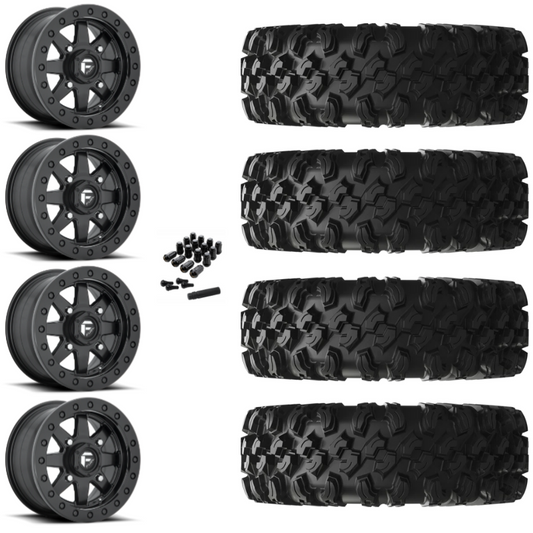 14" Fuel Maverick D936 Beadlock Black UTV Rims & 30" EFX MotoRavage XL Tires 8 Ply Mounted