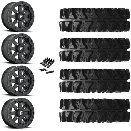 14" Fuel Maverick D936 Beadlock Black UTV Rims & 30" EFX MotoSlayer Tires 6 Ply Mounted
