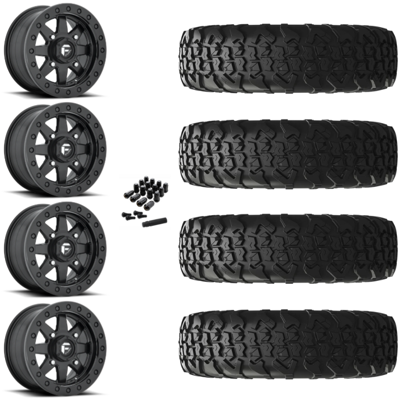 15" Fuel Maverick D936 Beadlock Black UTV Rims & 33" EFX MotoVator R/T Tires 8 Ply Mounted