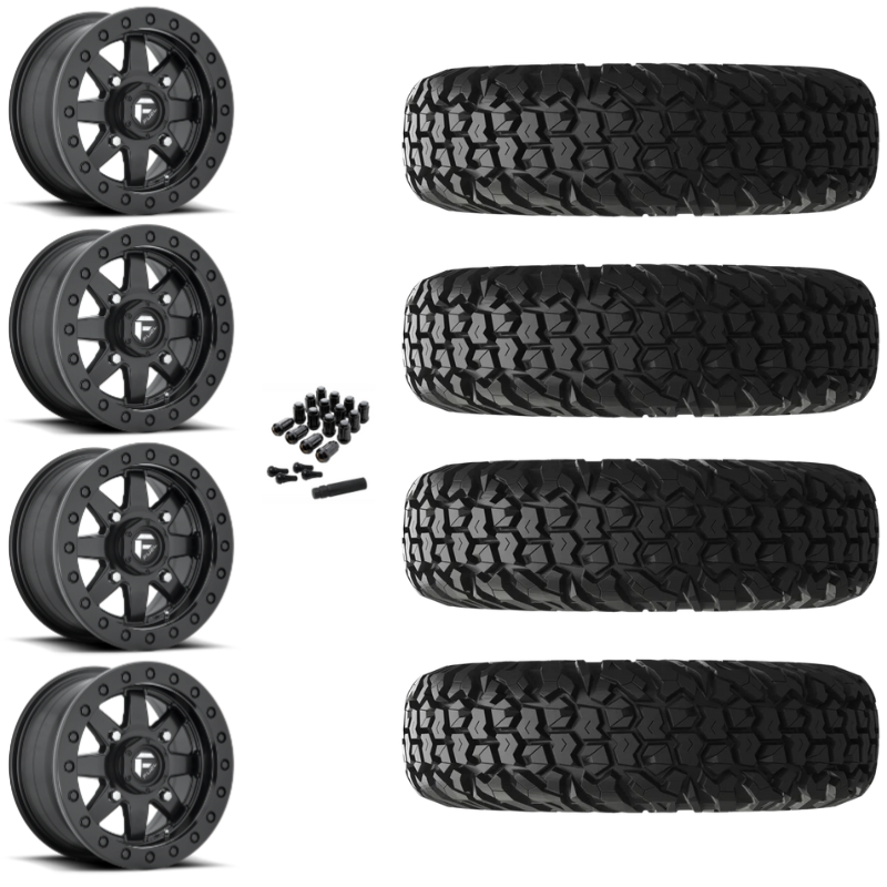 15" Fuel Maverick D936 Beadlock Black UTV Rims & 34" EFX MotoVator Tires 8 Ply Mounted