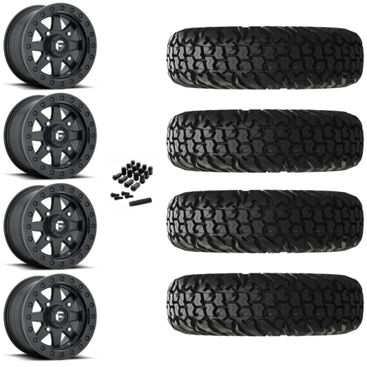 14" Fuel Maverick D936 Beadlock Black UTV Rims & 32" EFX MotoVator Tires 8 Ply Mounted