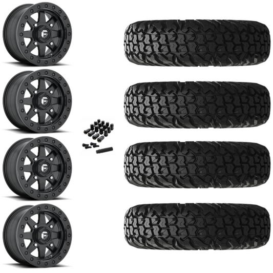 15" Fuel Maverick D936 Beadlock Black UTV Rims & 30" EFX MotoVator Tires 8 Ply Mounted