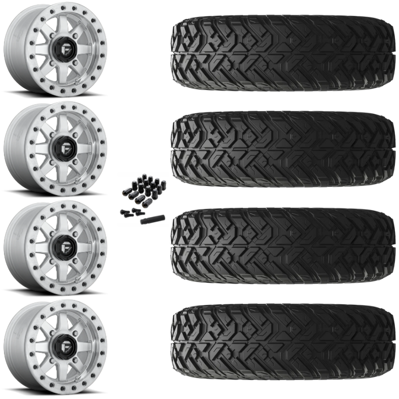 14" Fuel Maverick D937 Beadlock Machined UTV Rims & 28" EFX Gripper R/T-K Tires 10 Ply Mounted