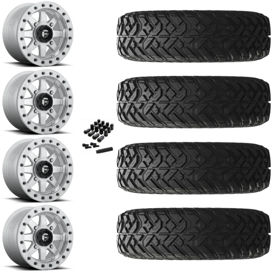 14" Fuel Maverick D937 Beadlock Machined UTV Rims & 28" EFX Gripper R/T-K Tires 10 Ply Mounted