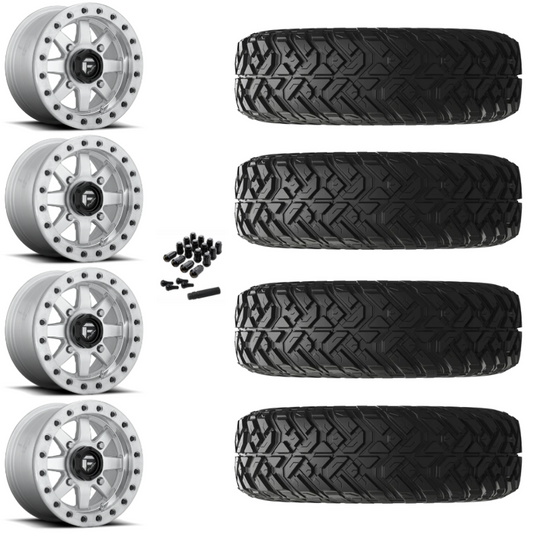 14" Fuel Maverick D937 Beadlock Machined UTV Rims & 28" EFX Gripper R/T Tires 10 Ply Mounted