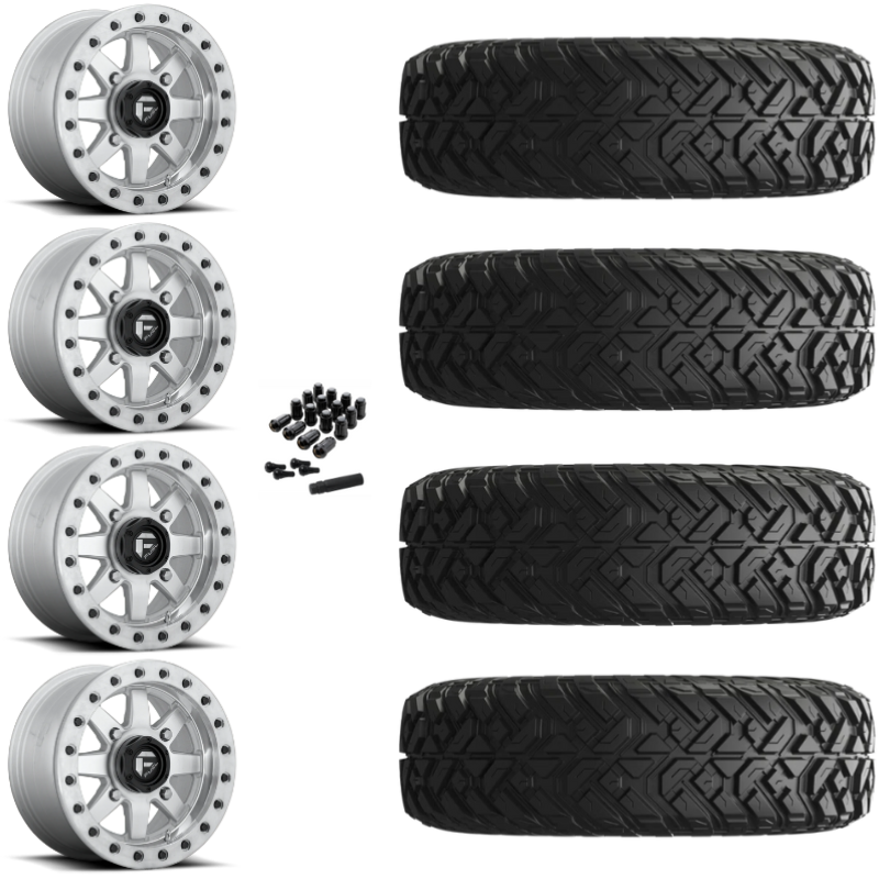 14" Fuel Maverick D937 Beadlock Machined UTV Rims & 30" EFX Gripper Standard Tires 8 Ply Mounted