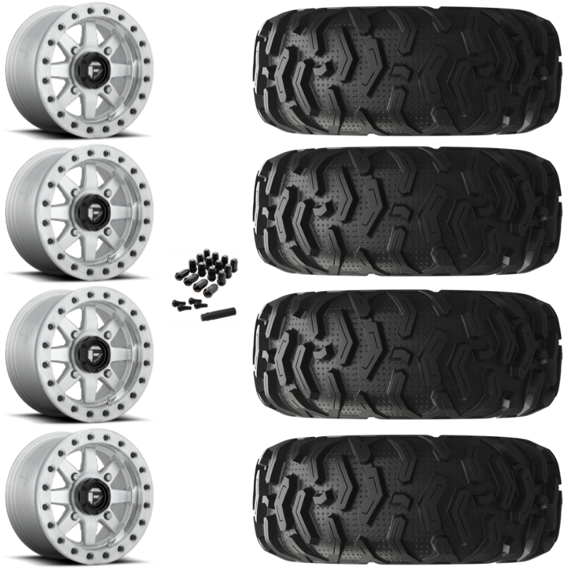 14" Fuel Maverick D937 Beadlock Machined UTV Rims & 26" EFX MotoForce Tires 6 Ply Mounted