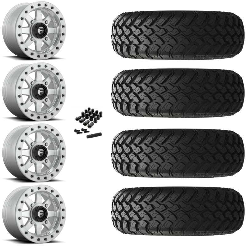 14" Fuel Maverick D937 Beadlock Machined UTV Rims & 30" EFX MotoHammer Tires 8 Ply Mounted