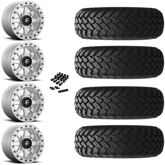 14" Fuel Maverick D937 Beadlock Machined UTV Rims & 30" EFX MotoHammer Tires 8 Ply Mounted