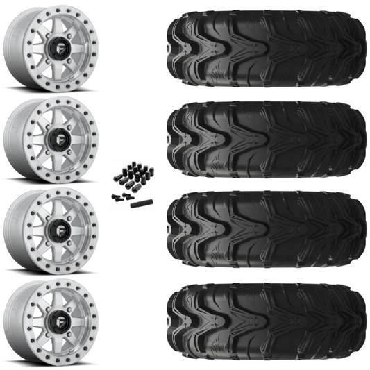 14" Fuel Maverick D937 Beadlock Machined UTV Rims & 27" EFX MotoMax Tires 6 Ply Mounted