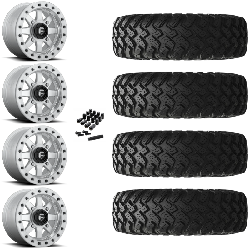 14" Fuel Maverick D937 Beadlock Machined UTV Rims & 30" EFX MotoRally Tires 8 Ply Mounted