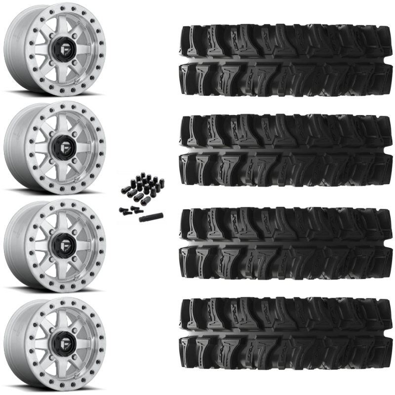 14" Fuel Maverick D937 Beadlock Machined UTV Rims & 28" EFX MotoSlayer Tires 6 Ply Mounted