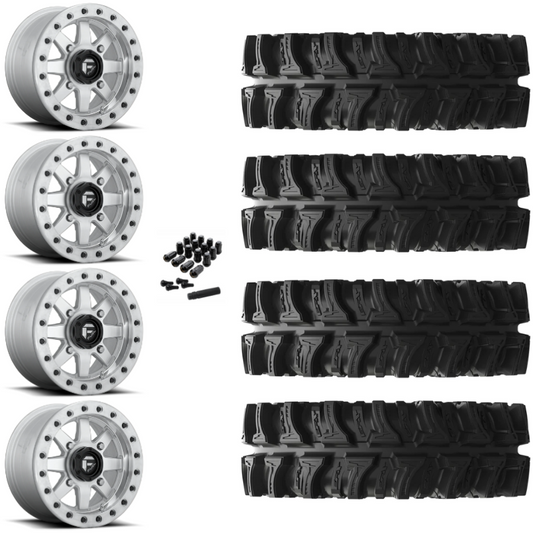14" Fuel Maverick D937 Beadlock Machined UTV Rims & 28" EFX MotoSlayer Tires 6 Ply Mounted
