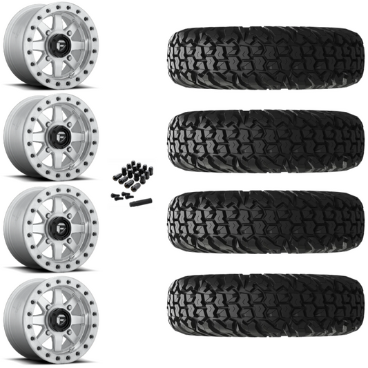 14" Fuel Maverick D937 Beadlock Machined UTV Rims & 30" EFX MotoVator Tires 8 Ply Mounted